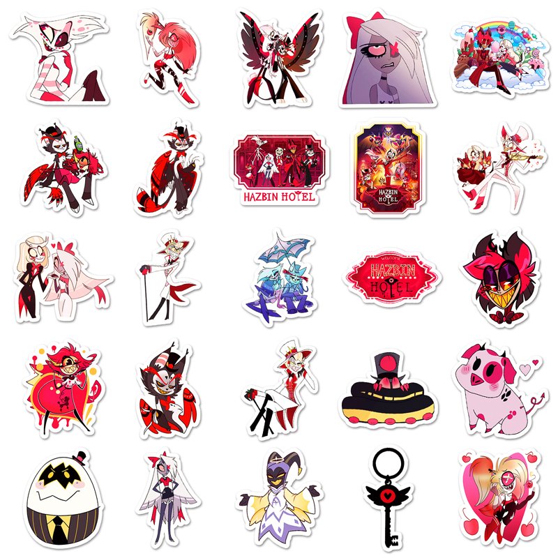 50Pcs Factory Outlet Sale Custom Anime Sticker Cartoon Graffiti Hazbin Hotel Stickers For Laptop Waterproof