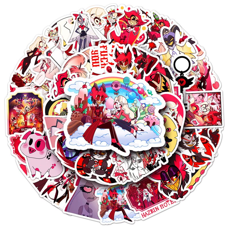 50Pcs Factory Outlet Sale Custom Anime Sticker Cartoon Graffiti Hazbin Hotel Stickers For Laptop Waterproof