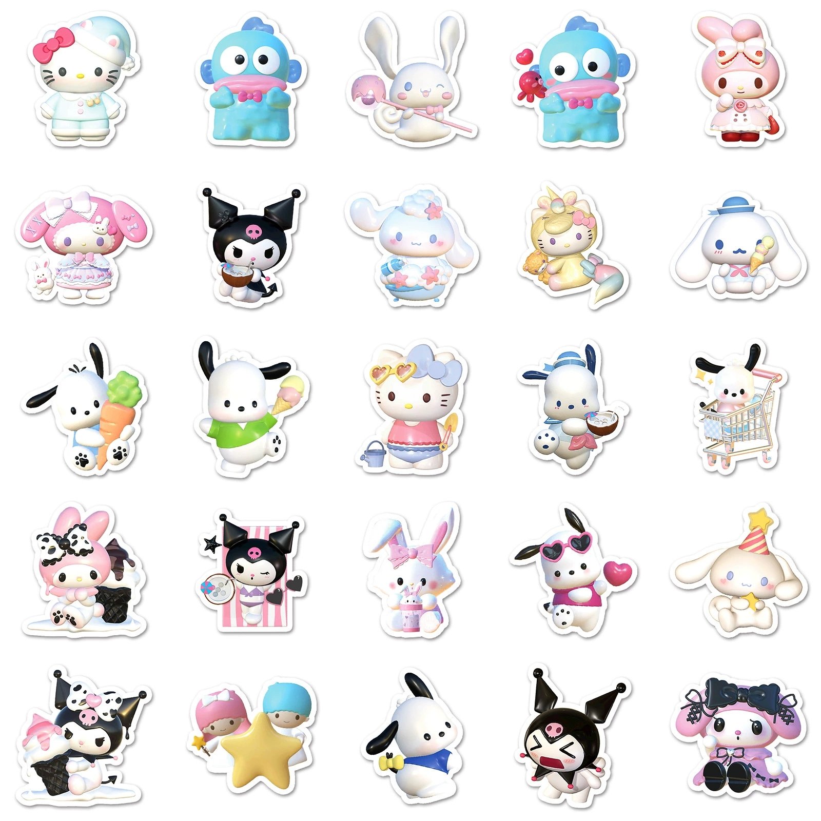 Each pack of 50 cuteness cartoon children's stickers 3D stickers of cartoon characters