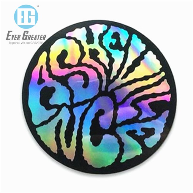 Custom LOGO Silver Laser Glitter Hologram Sticker Die Cut UV Resist Waterproof Rainbow Holographic Vinyl Sticker