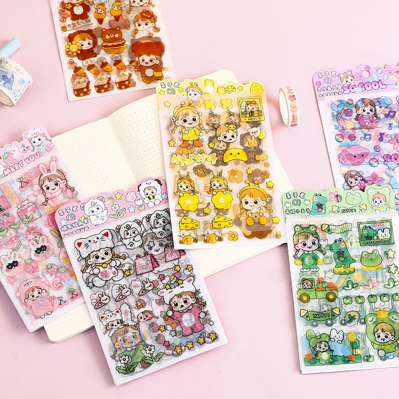 Custom Anime Sticker Print Self Adhesive Vinyl Holographic Glitter Decorative Stickers Sheet Kiss Cut Planner Stickers Cartoon