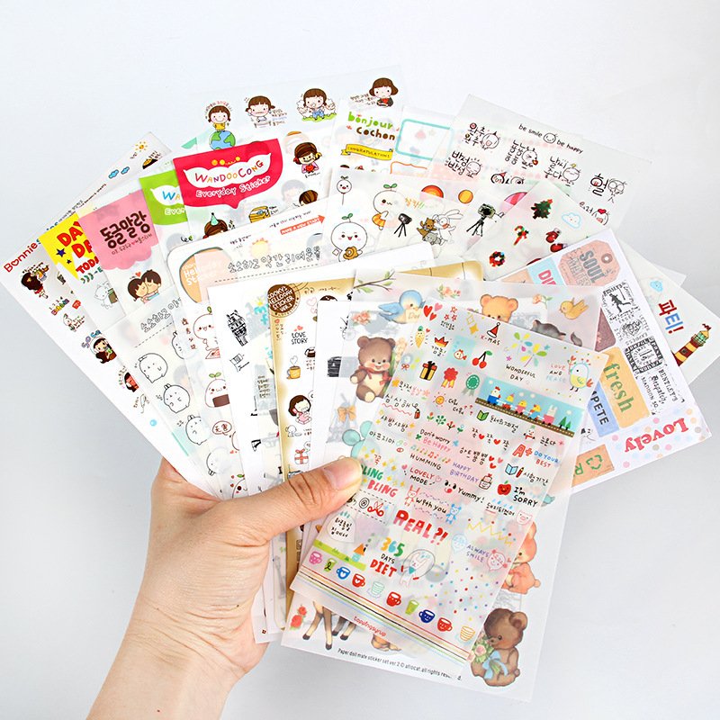 Custom Anime Sticker Print Self Adhesive Vinyl Holographic Glitter Decorative Stickers Sheet Kiss Cut Planner Stickers Cartoon