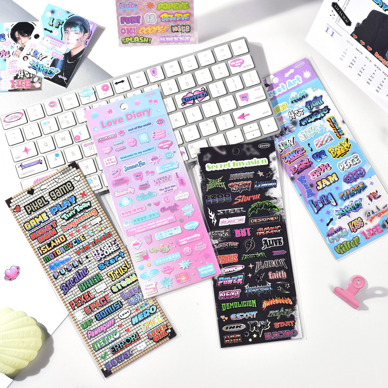 Custom Anime Sticker Print Self Adhesive Vinyl Holographic Glitter Decorative Stickers Sheet Kiss Cut Planner Stickers Cartoon