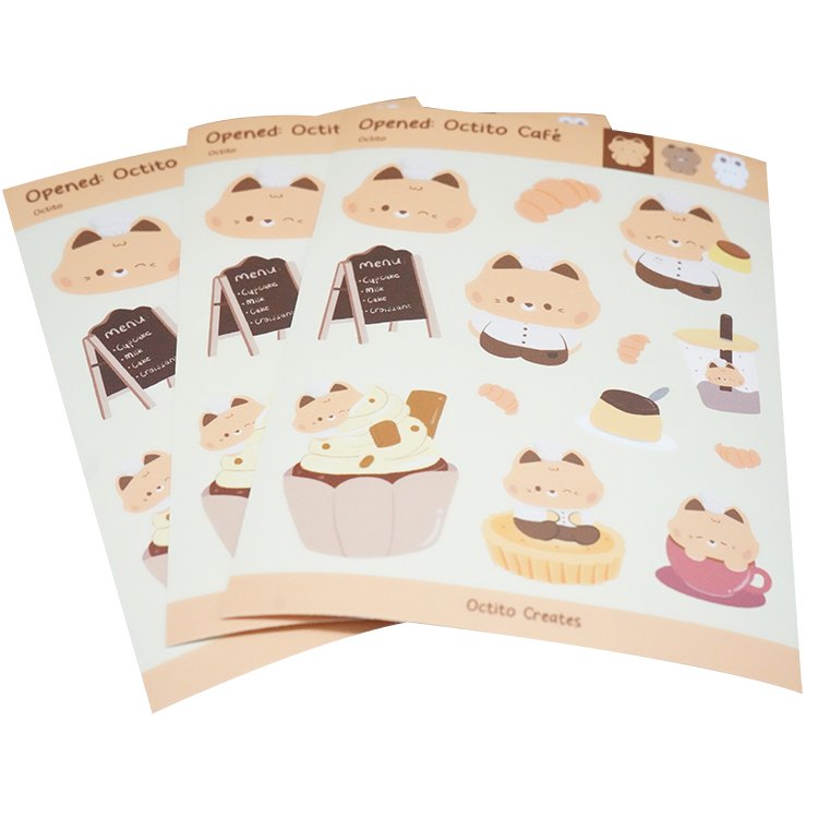 Personalized Korean Stationery Printing Kiss Cut Custom Vinyl Waterproof Clear Cartoon Deco Sticker Sheet