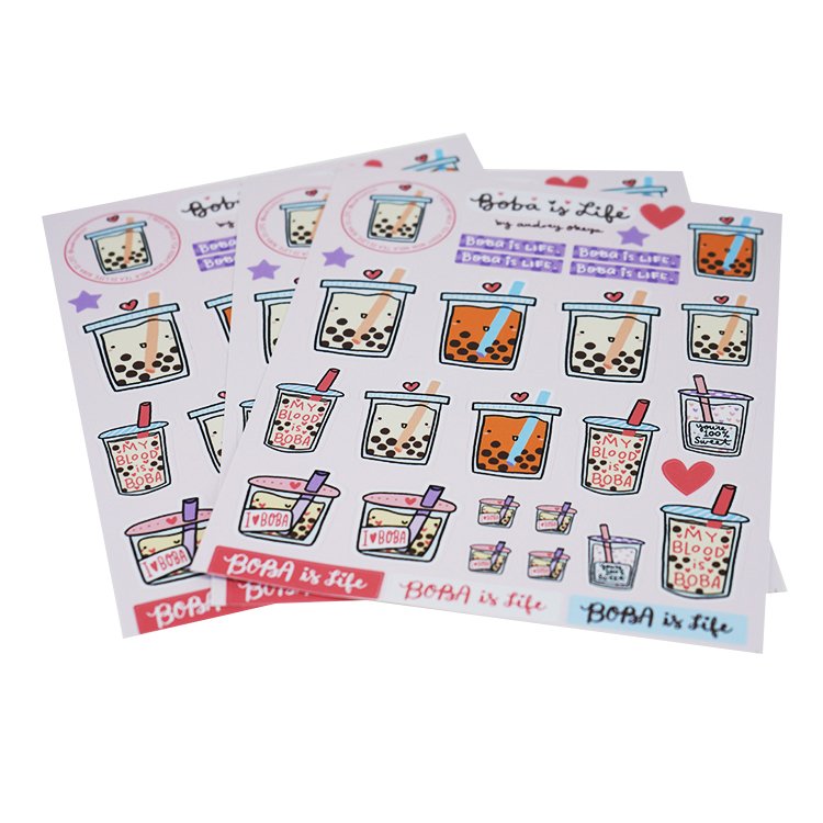 Personalized Korean Stationery Printing Kiss Cut Custom Vinyl Waterproof Clear Cartoon Deco Sticker Sheet