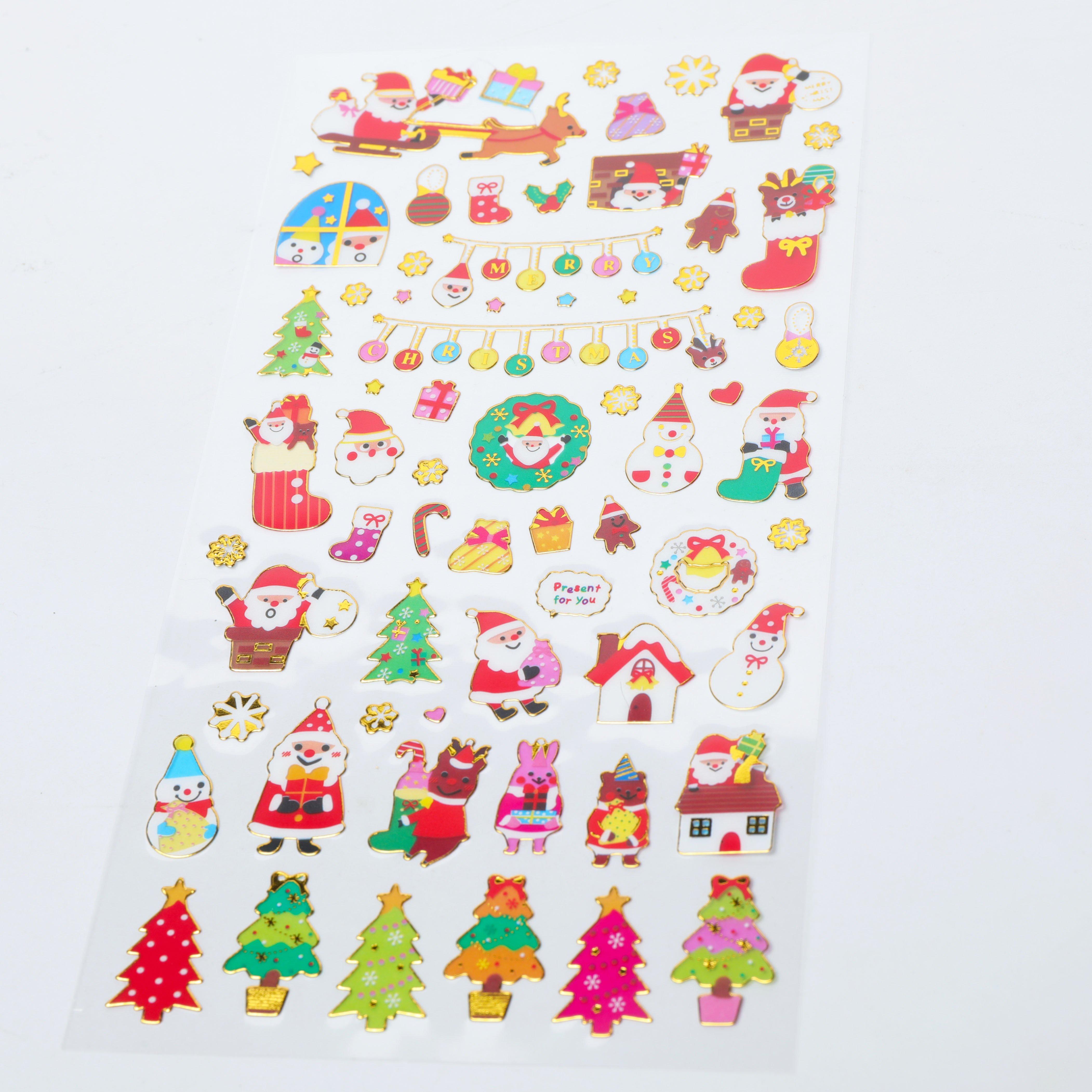 decorative deco vinyl glitter diy christmas cartoon stickers gold for gifts