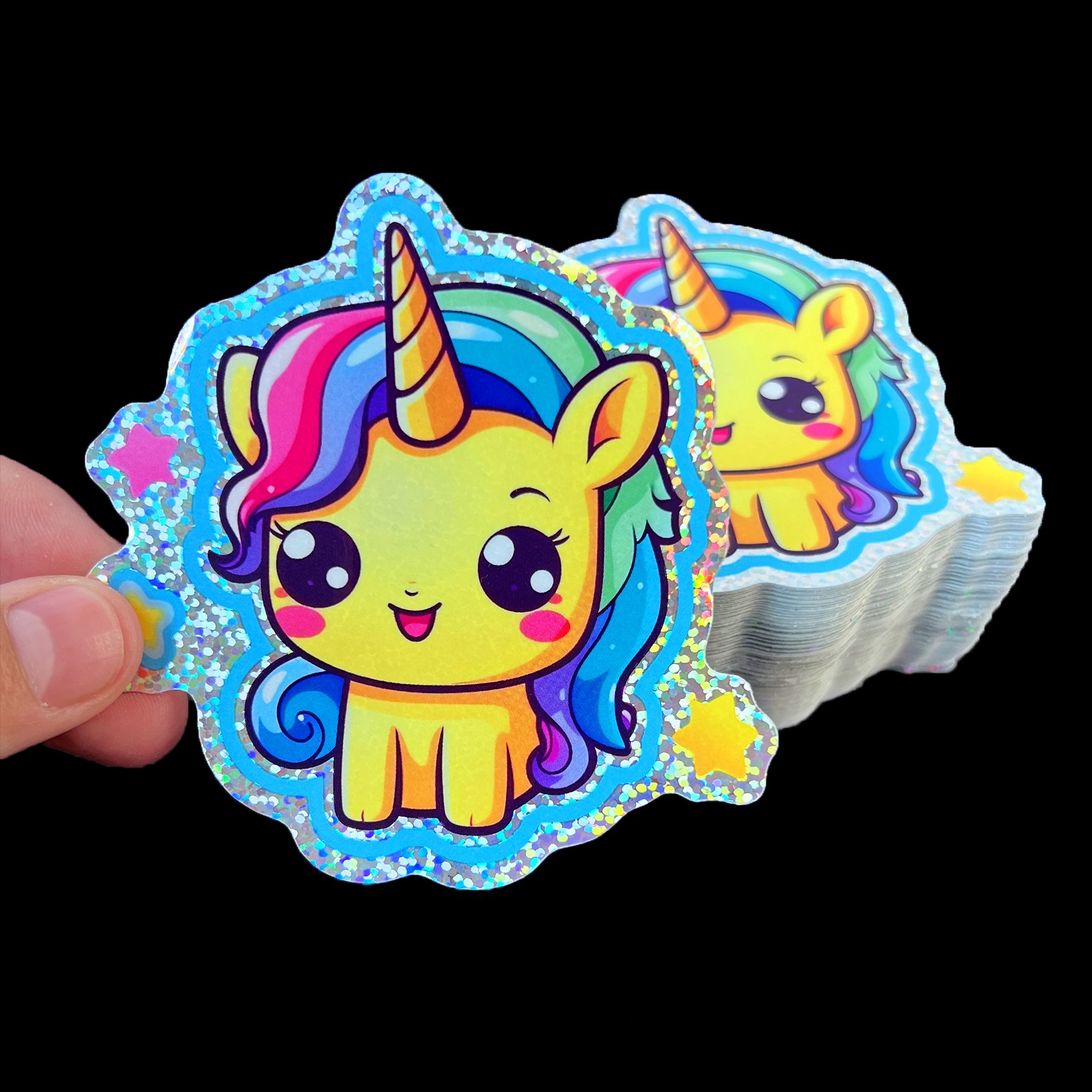 Custom Outdoor Waterproof Sticker Sheets Hologram Glitter Labels Print Logo Vinyl PVC Custom Die Cut Holographic Stickers