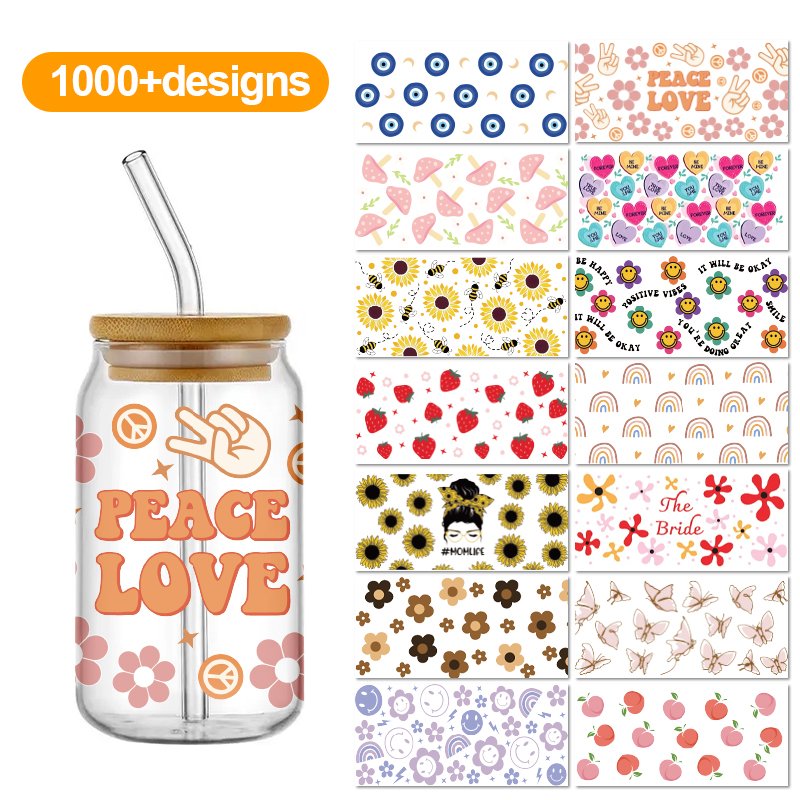 Custom Wholesale Waterproof Coffee Cup UV DTF Transfer Stickers Custom Cartoon Decorative UV DTF Wrap Transfer Stickers