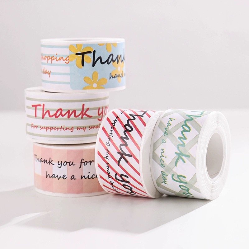 Wholesale Adhesive Vinyl Paper Die Cut Cartoon Sticker roll Custom Printing CMYK Cosmetic Label Stickers packing stickers