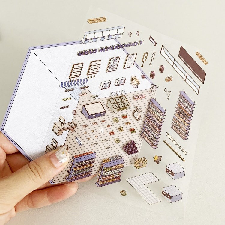 Custom Waterproof Transparent Clear Vinyl Deco Scene House Home Room Deco Pvc Sticker Sheets Packs