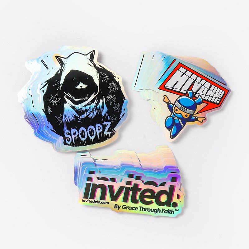 Holographic vinyl waterproof sticker paper sheet reflective cartoon paper sticker sheets pvc sticker sheet kiss cut custom print