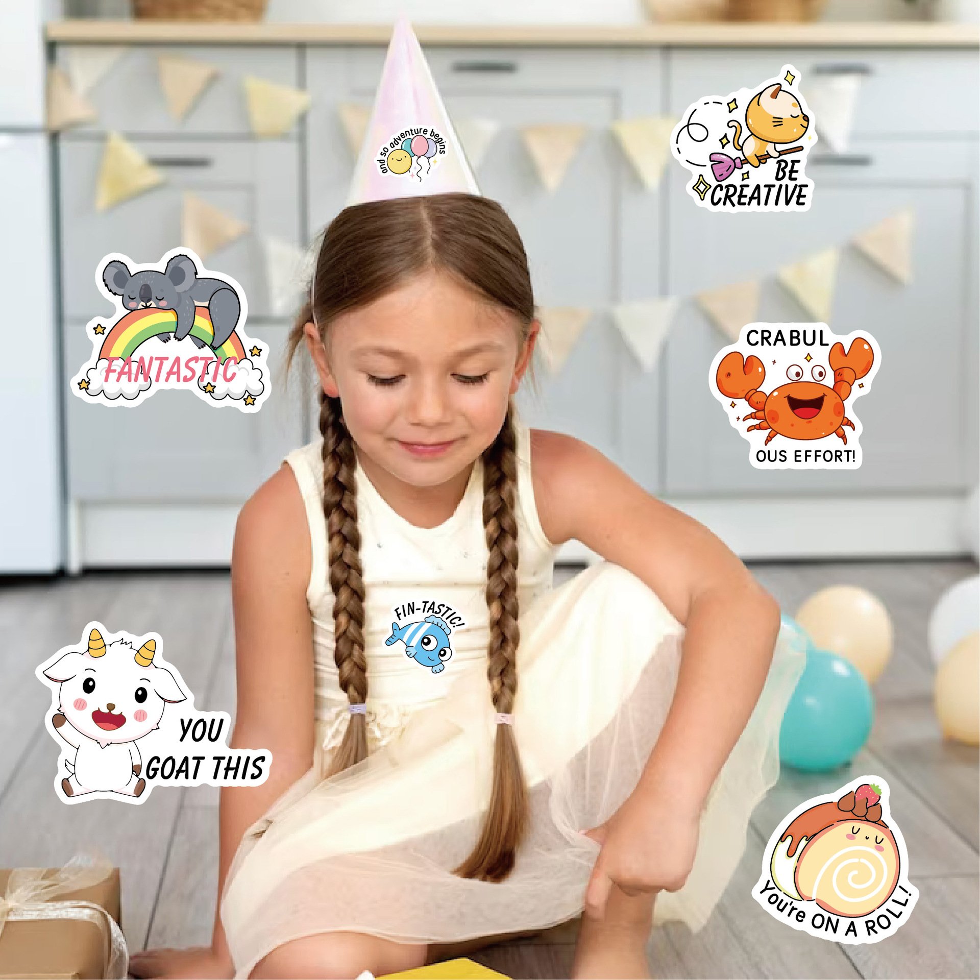 20pcs Punny Teacher Sticker Cartoon Cute Animal Incentives Kiss cut Stickers for Kids Funny Reward Sticker Sheet for Toddlers