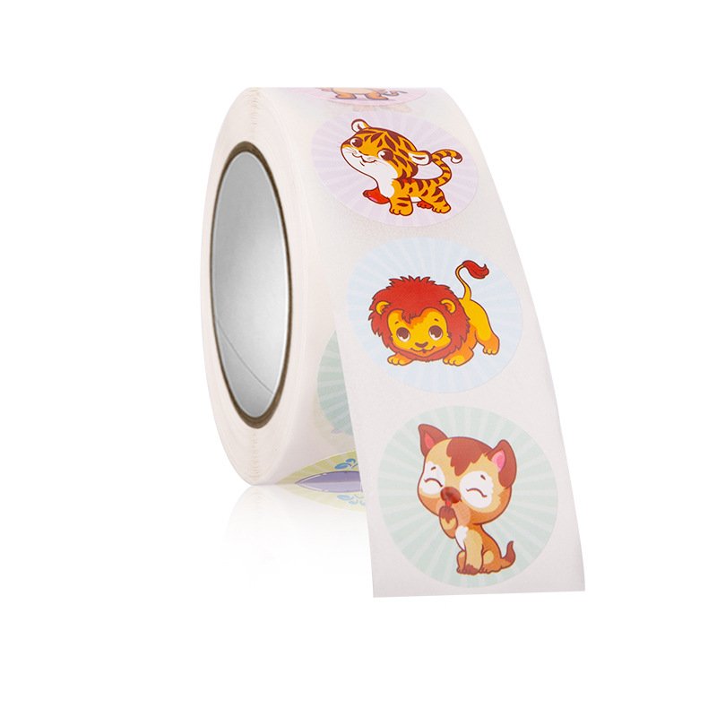 Wholesale Sticker Logo Roll Print Stickers Animal Cute Cartoon Decorative Educational Rewards encourage Label For kids