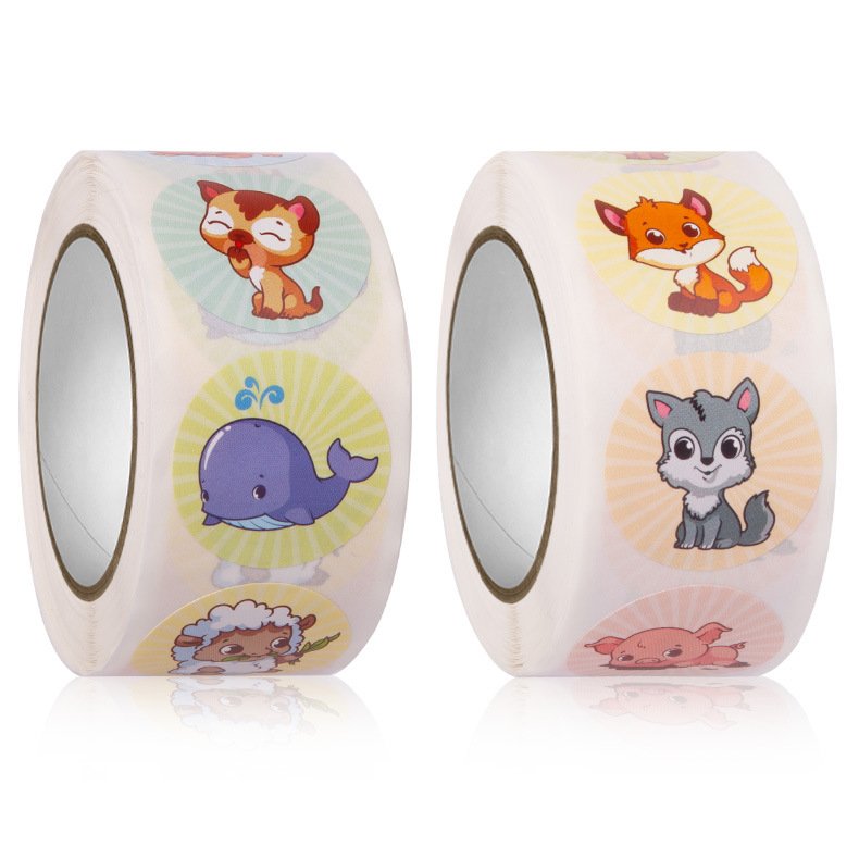 Wholesale Sticker Logo Roll Print Stickers Animal Cute Cartoon Decorative Educational Rewards encourage Label For kids