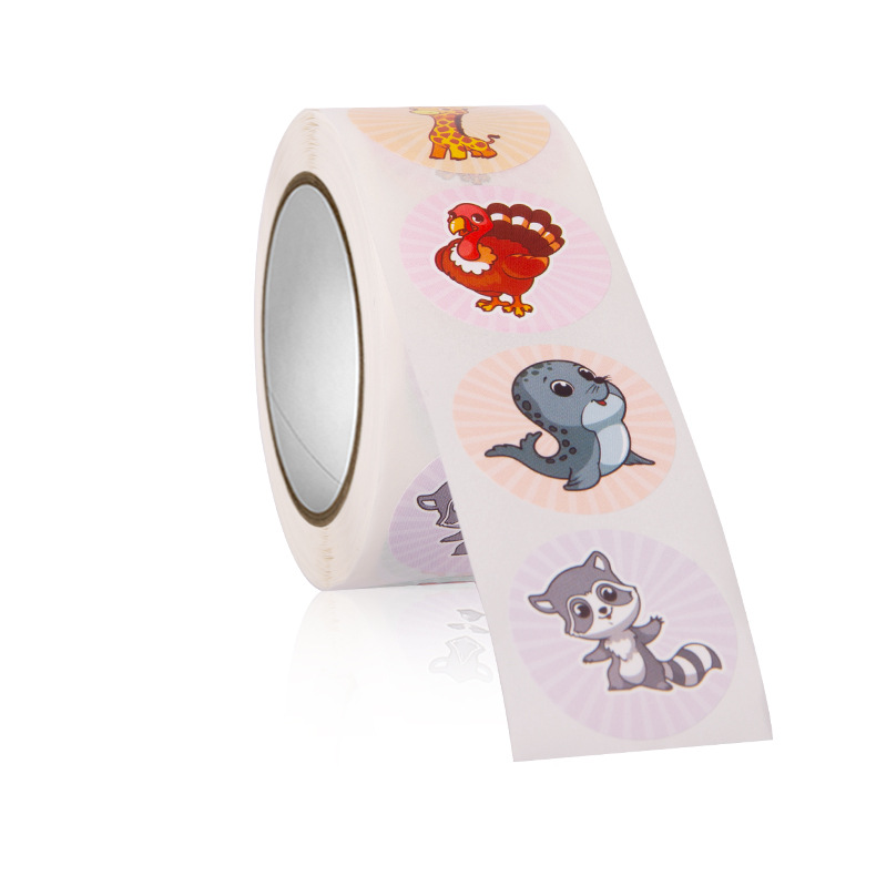 Wholesale Sticker Logo Roll Print Stickers Animal Cute Cartoon Decorative Educational Rewards encourage Label For kids