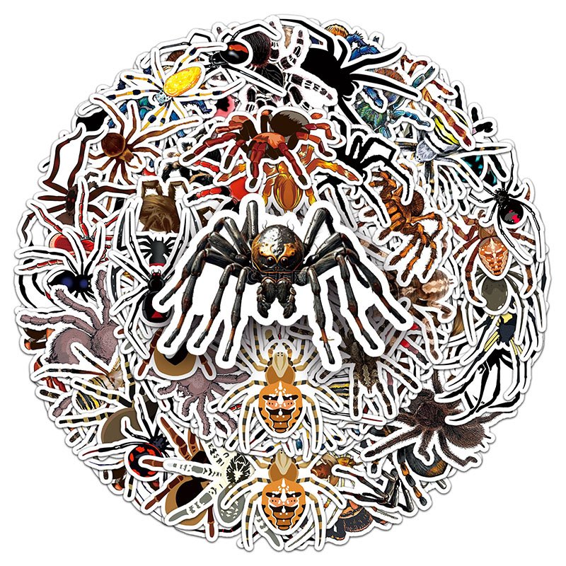 50pcs Arthropod Spider Cartoon Sticker Waterproof Decorative Laptop Luggage Sticker