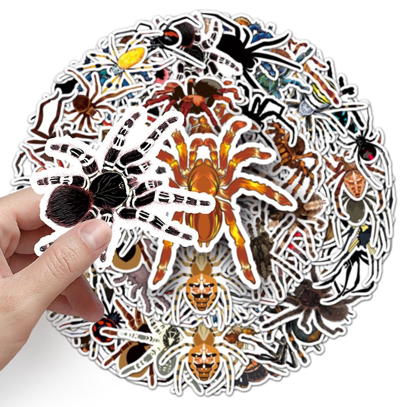 50pcs Arthropod Spider Cartoon Sticker Waterproof Decorative Laptop Luggage Sticker