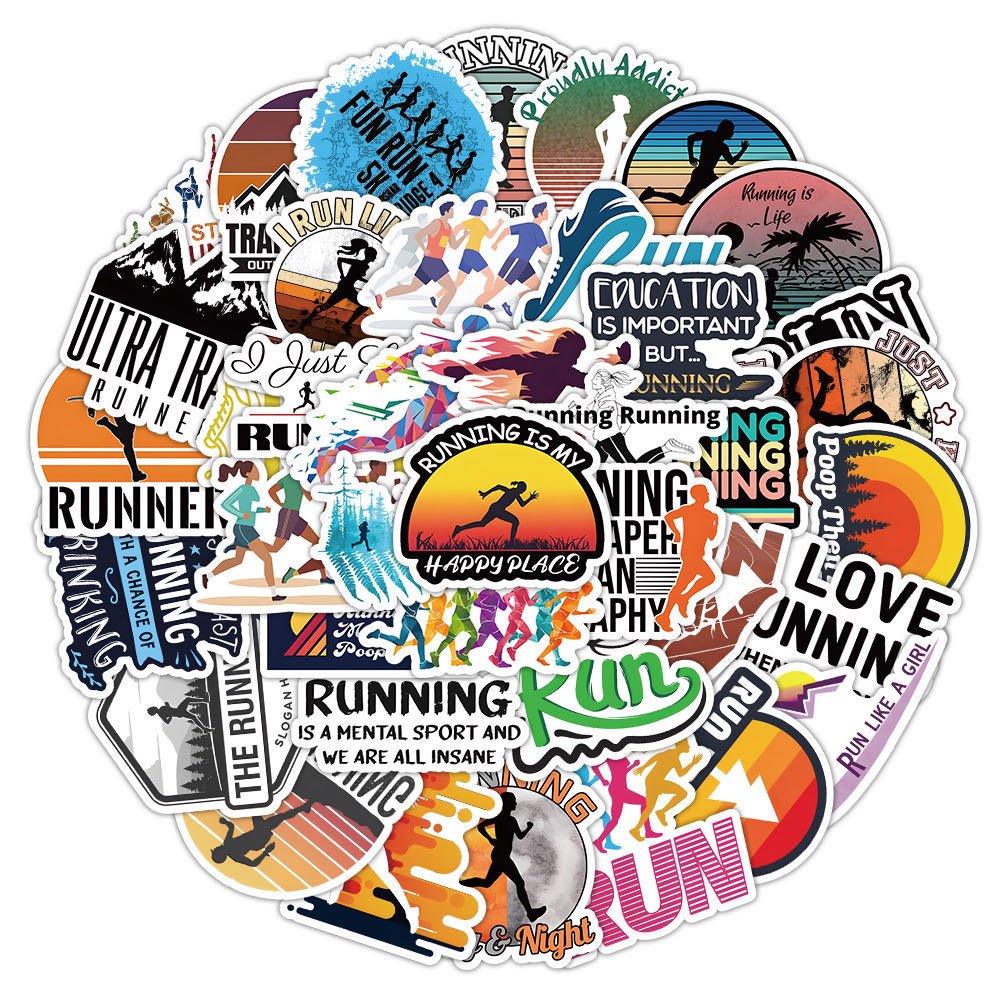 100Pcs Love Running Cartoon Logo Graffiti Stickers For Bottle Phone Decal Vinyl Runner Decor Run Sport Sticker