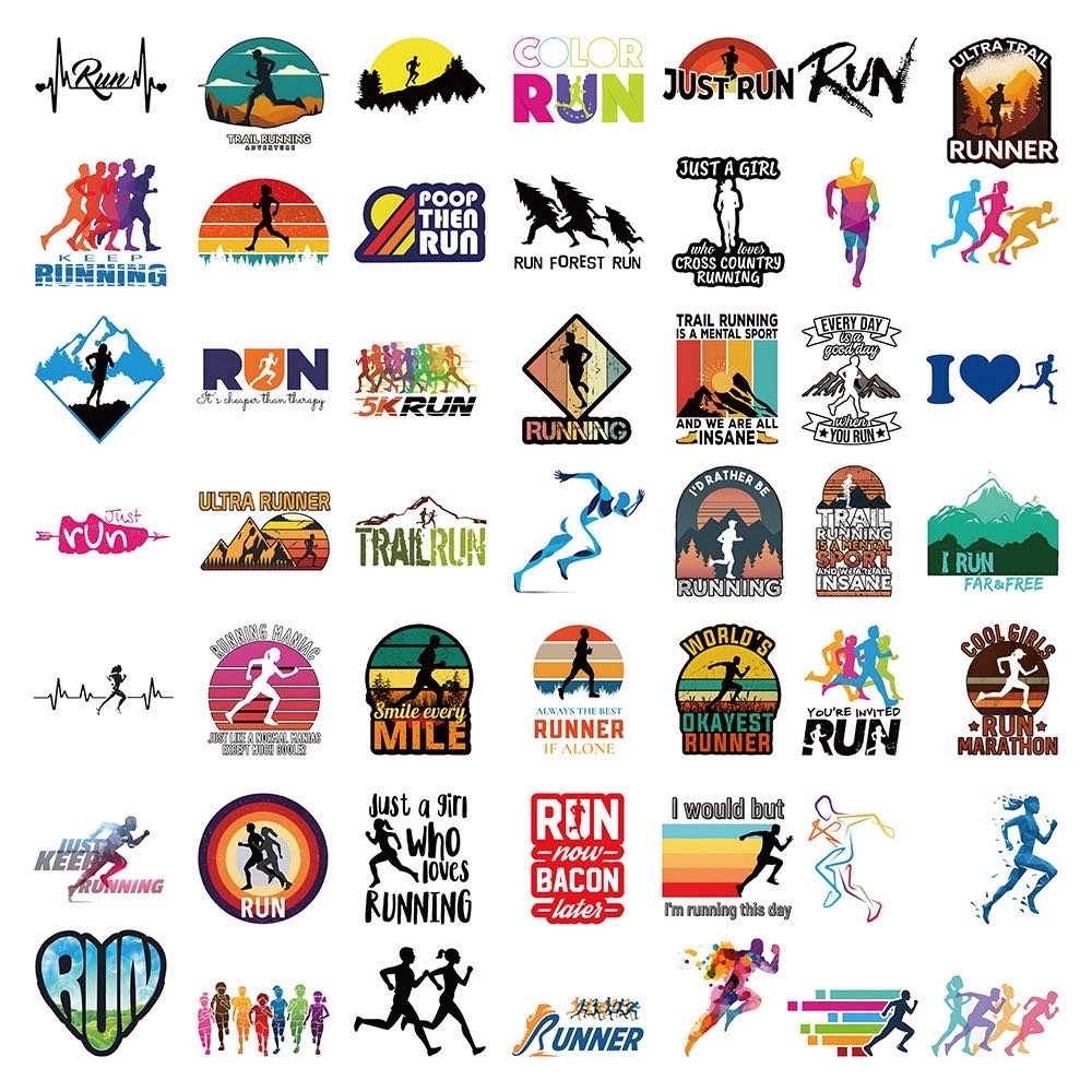 100Pcs Love Running Cartoon Logo Graffiti Stickers For Bottle Phone Decal Vinyl Runner Decor Run Sport Sticker