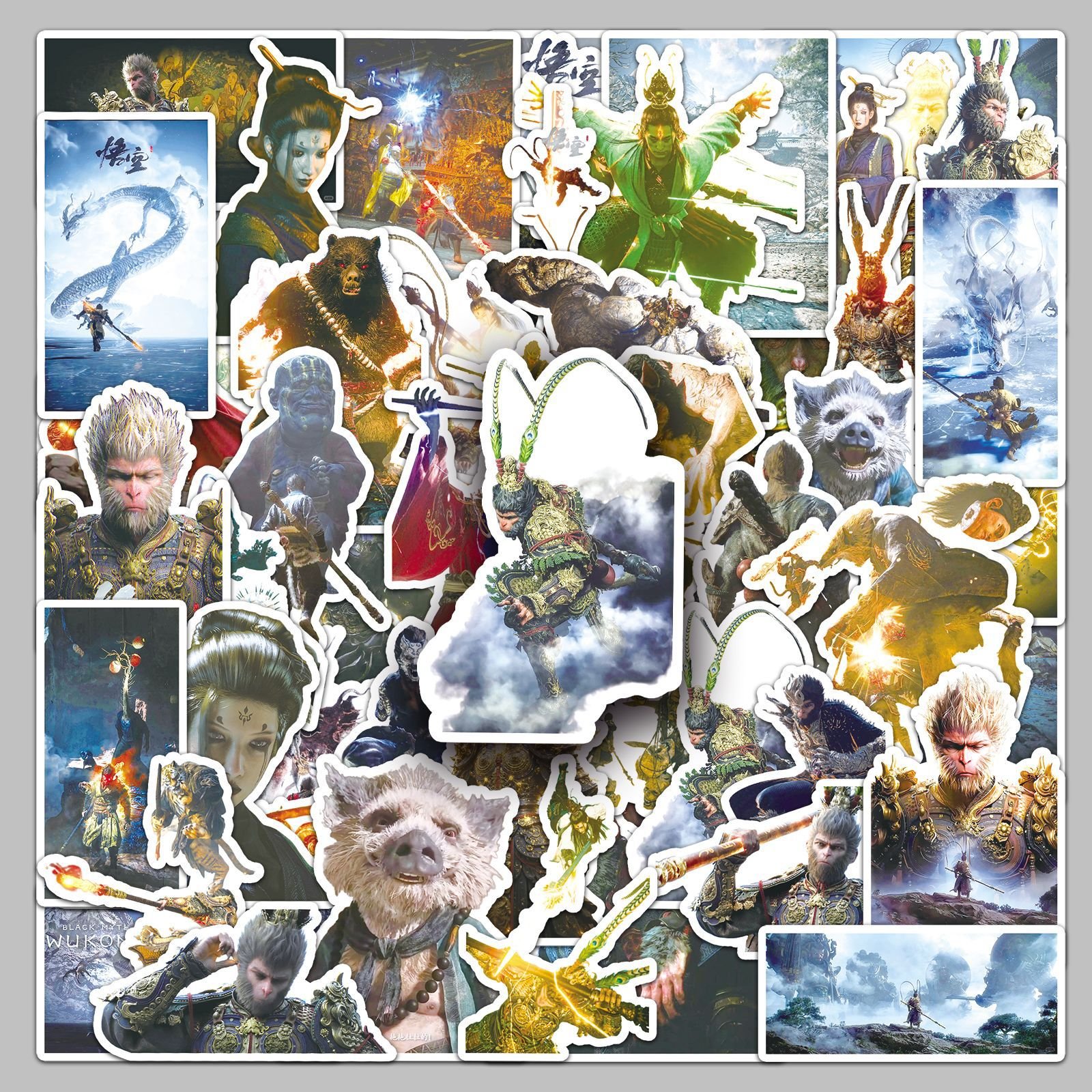 50PCS Game Black Myth Wukong Paper Anime Sticker Set for Laptop Luggage Cartoon Waterproof Sticker Sun Wukong Stickers for Anime