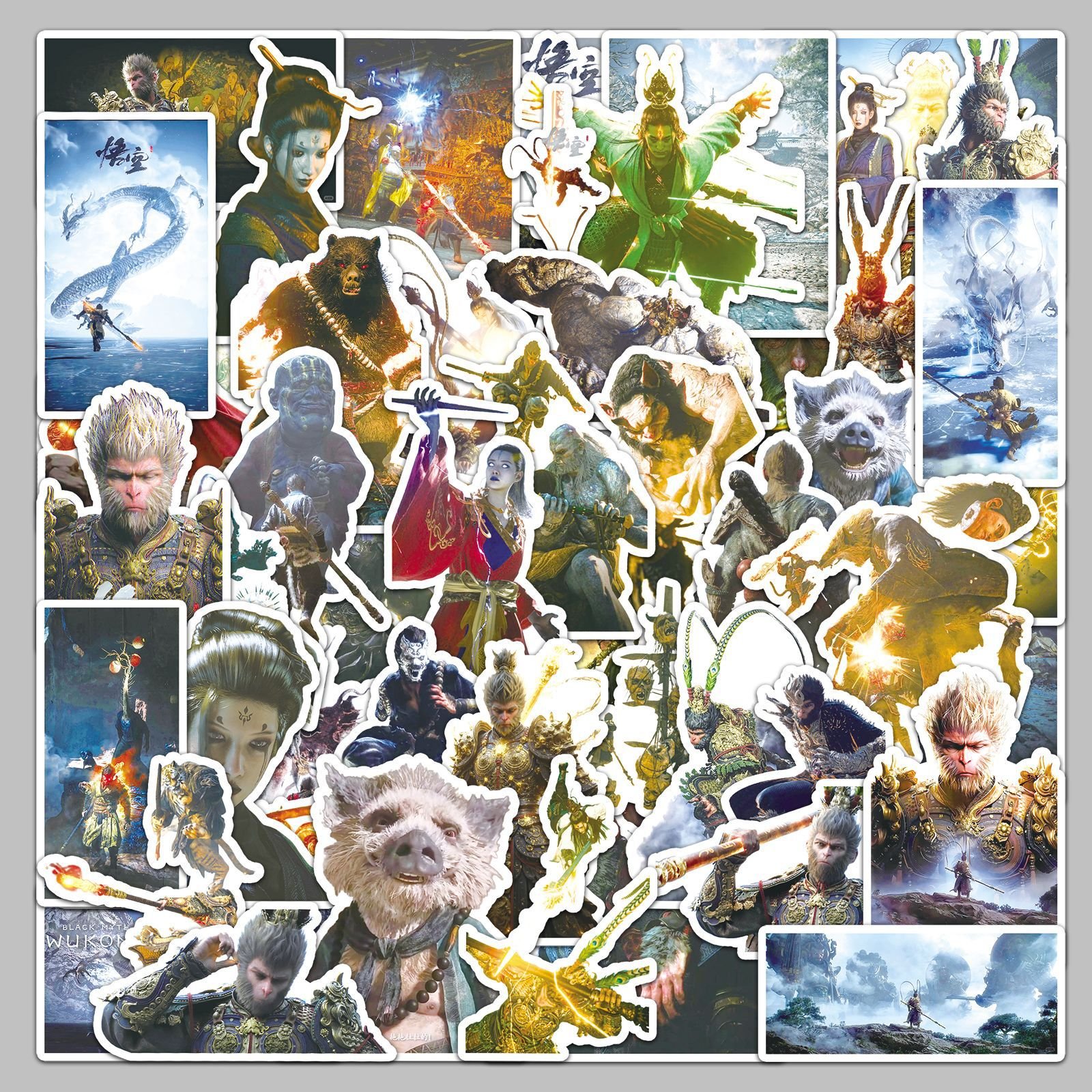 50PCS Game Black Myth Wukong Paper Anime Sticker Set for Laptop Luggage Cartoon Waterproof Sticker Sun Wukong Stickers for Anime