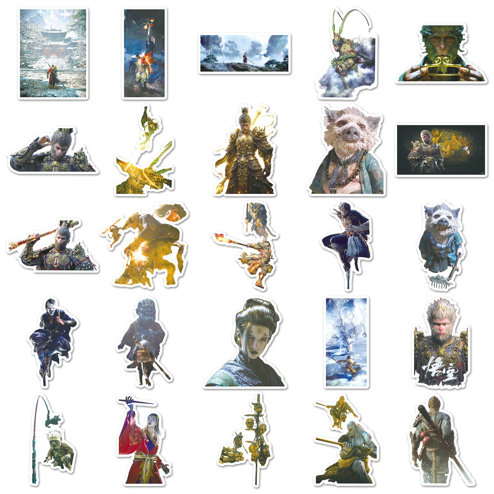 50PCS Game Black Myth Wukong Paper Anime Sticker Set for Laptop Luggage Cartoon Waterproof Sticker Sun Wukong Stickers for Anime
