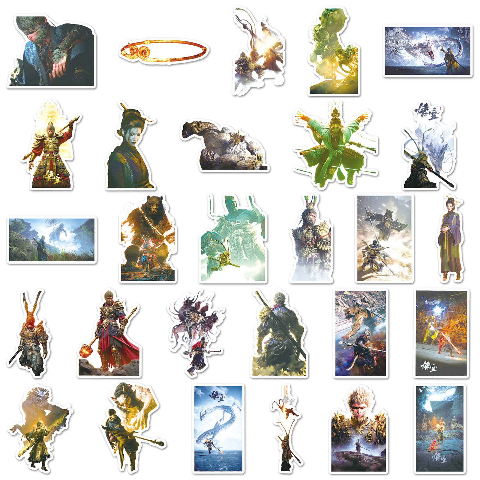 50PCS Game Black Myth Wukong Paper Anime Sticker Set for Laptop Luggage Cartoon Waterproof Sticker Sun Wukong Stickers for Anime
