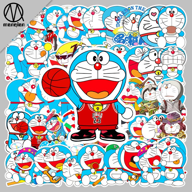 Wholesale Cute Cartoon Children's Stickers Custom Logo Cartoon Anime Doraemon Vinyl Sticker Decals Die Cut Toy Car Sticker Sheet