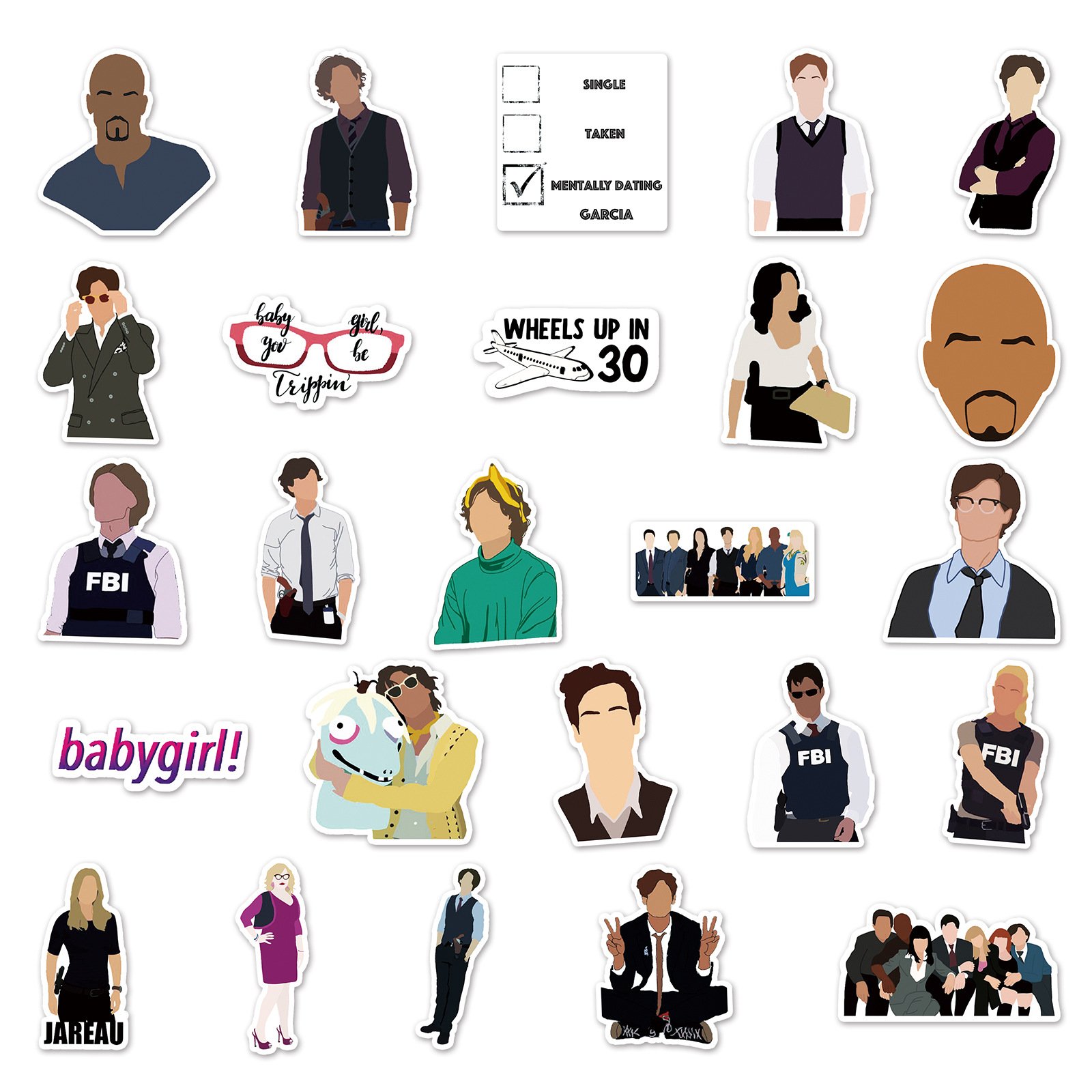 50 European and American criminal psychology personality fashion creative suitcase pencil box foreign trade cartoon stickers