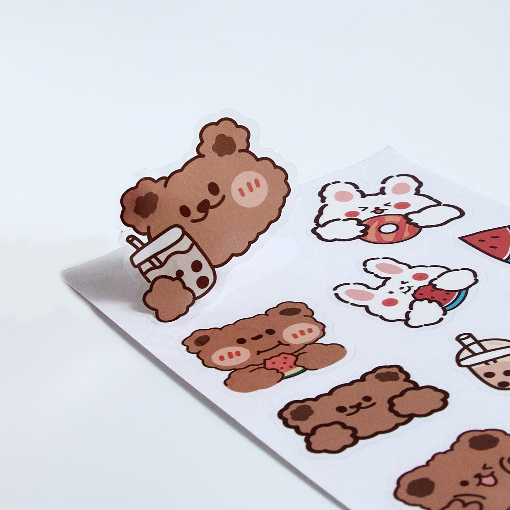 Die Cut Waterproof Vinyl Pvc Adhesive Cute Animals Cartoon Custom Logo Stickers Packaging Labels