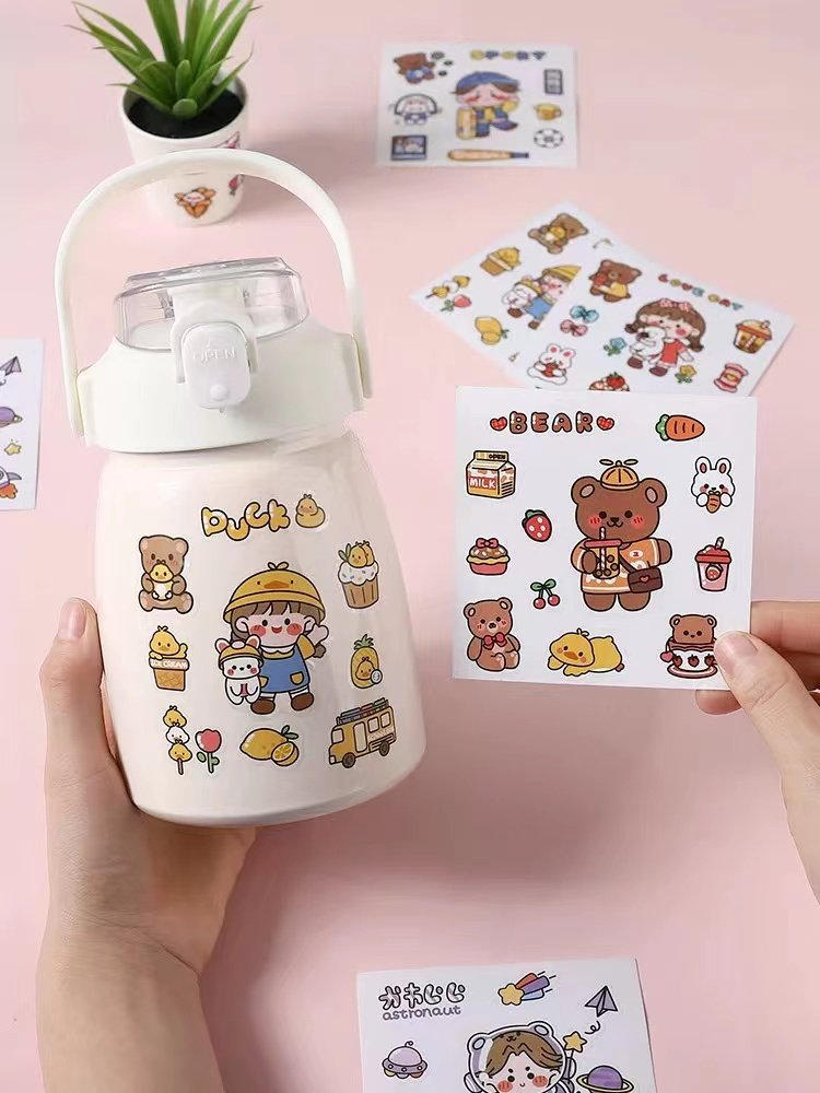 Die Cut Waterproof Vinyl Pvc Adhesive Cute Animals Cartoon Custom Logo Stickers Packaging Labels
