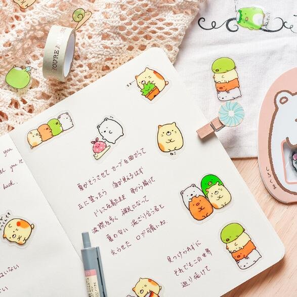 50pcs/bag Kawaii Clear PVC Cartoon Stickers Diary sticker Stationery