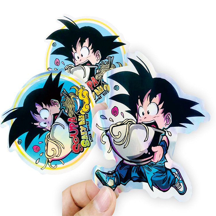 Attractive Printing Waterproof Vinyl Laser Holographic Die Cut Logo Cartoon Sticker