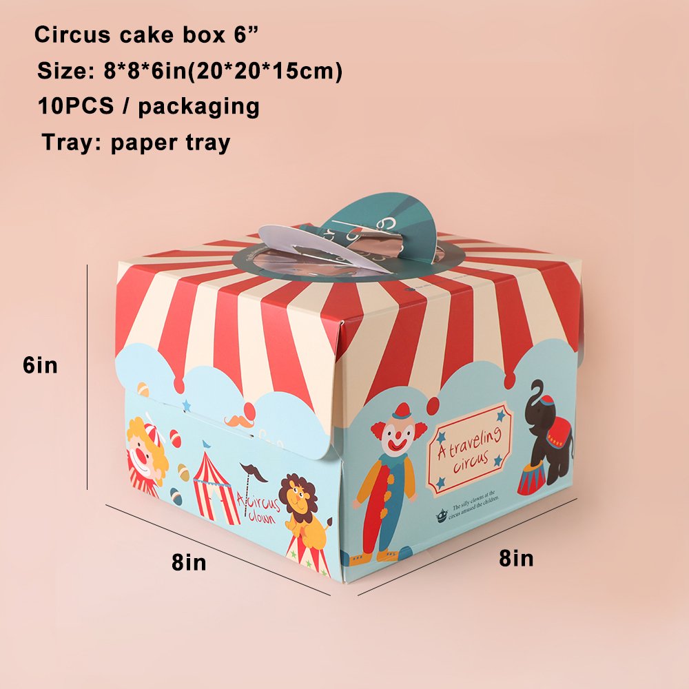 Cartoon style cake box Foldable snack paper box with handle