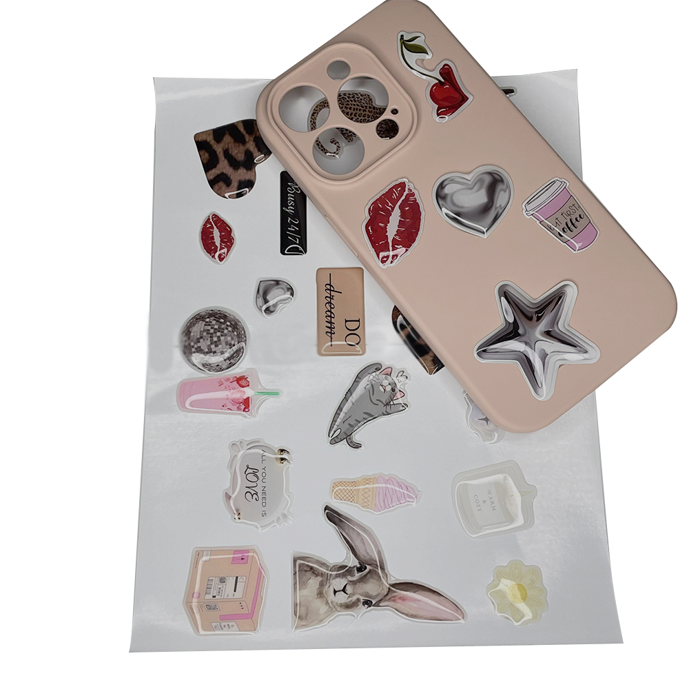 Wholesale Custom Epoxy Sticker Paper Printing Adhesive Epoxy Dome Cartoon Sticker Phone Case