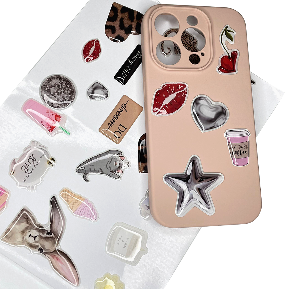 Wholesale Custom Epoxy Sticker Paper Printing Adhesive Epoxy Dome Cartoon Sticker Phone Case