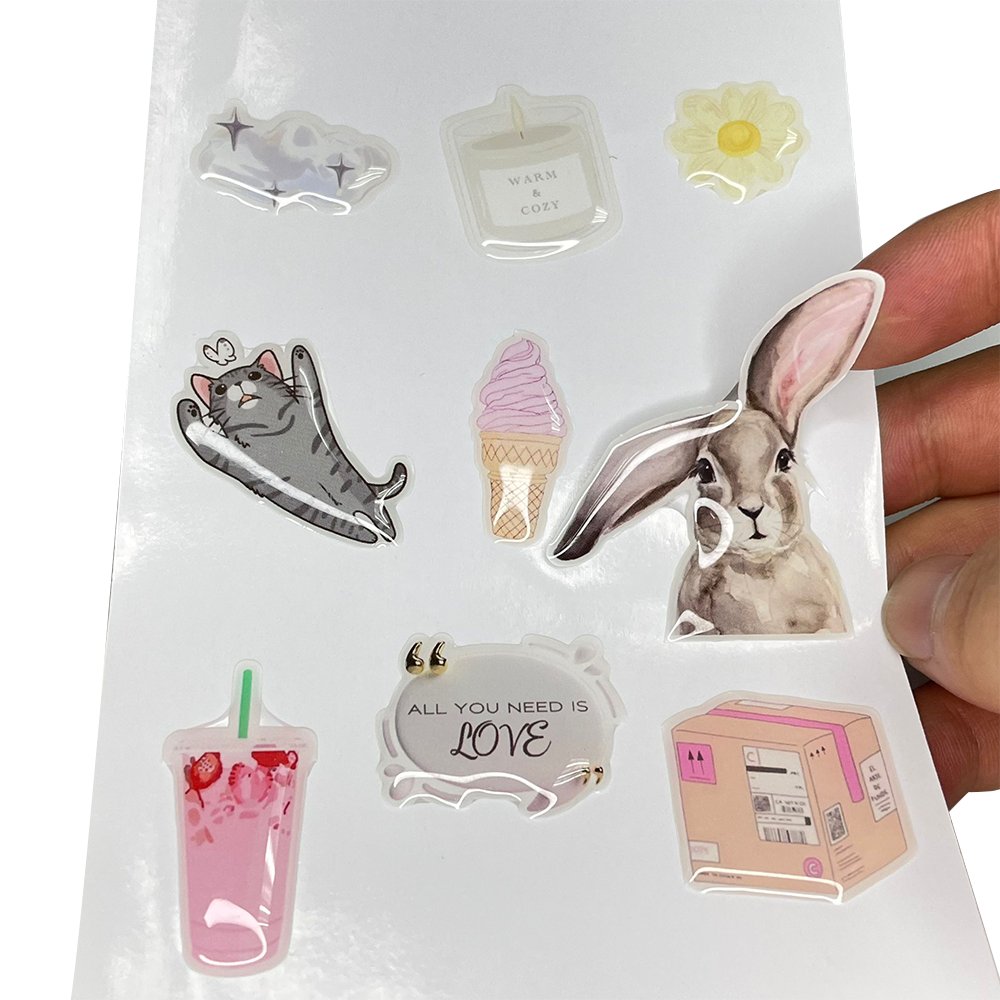 Wholesale Custom Epoxy Sticker Paper Printing Adhesive Epoxy Dome Cartoon Sticker Phone Case