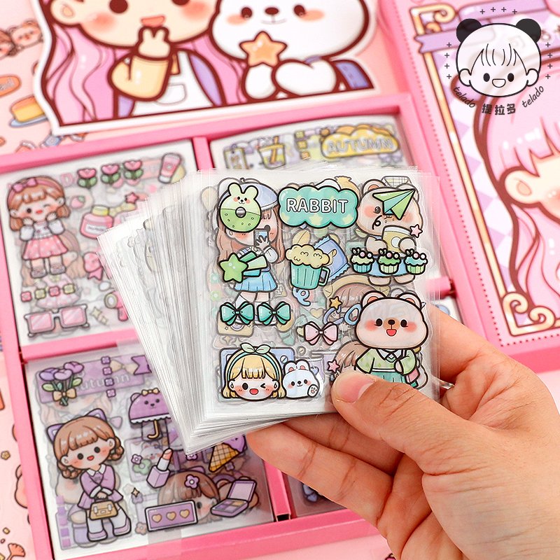 Mr. paper 1 Design 72 Pcs/Set PET Stickers Kawaii Girl Character Cute Decoration Waterproof Stickers Pack For Diary Scrap Book