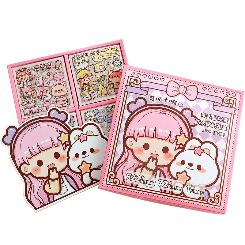 Mr. paper 1 Design 72 Pcs/Set PET Stickers Kawaii Girl Character Cute Decoration Waterproof Stickers Pack For Diary Scrap Book