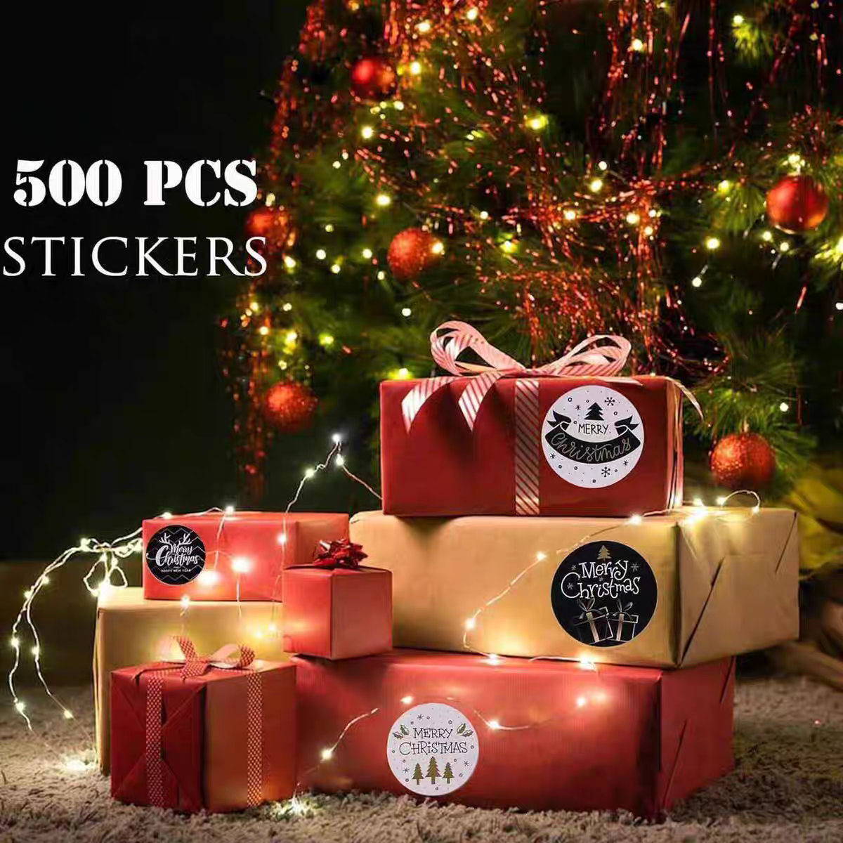 Custom printing christmas round label sticker 2.5cm/1 inch Cartoon Stickers Christmas Decoration gift sticker roll