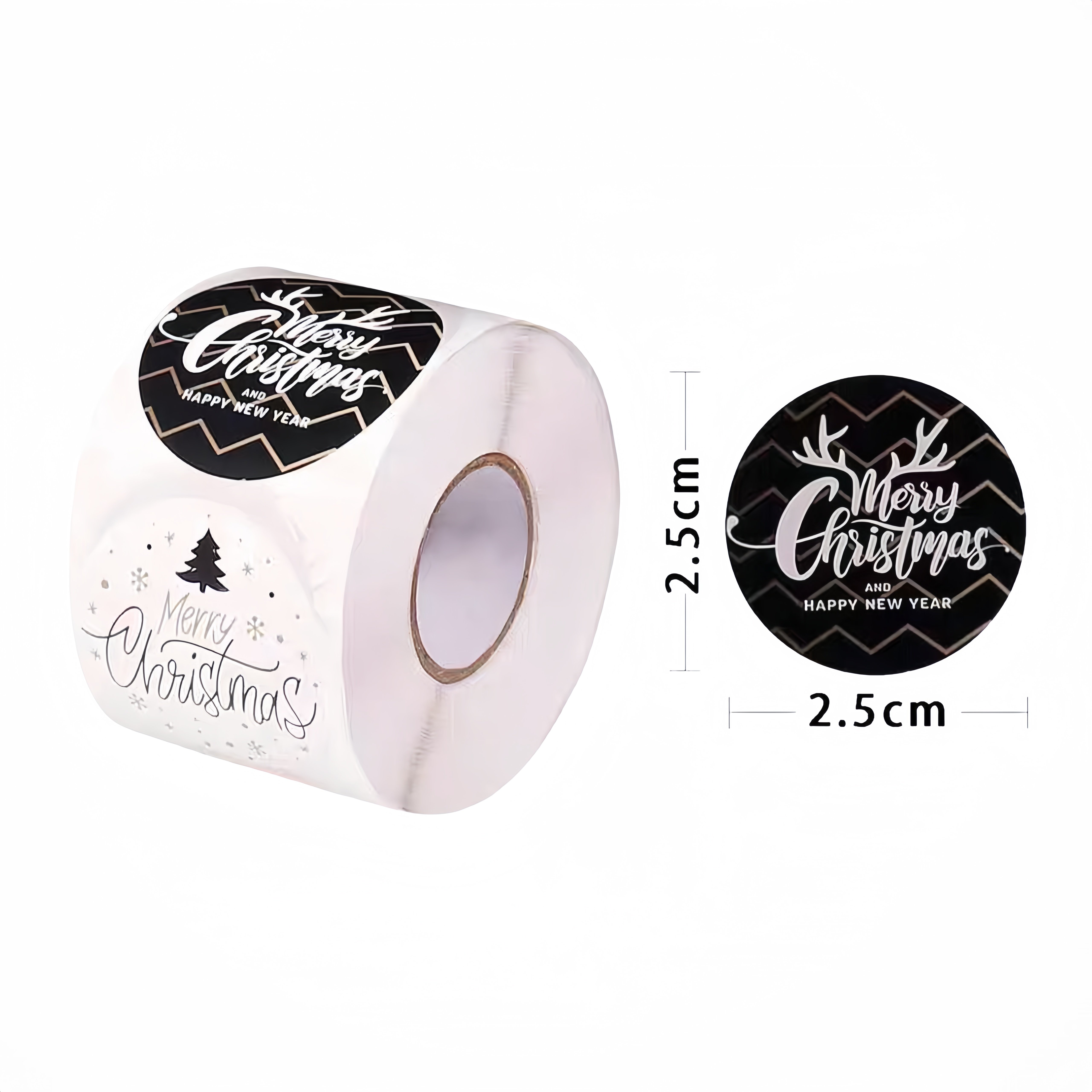 Custom printing christmas round label sticker 2.5cm/1 inch Cartoon Stickers Christmas Decoration gift sticker roll