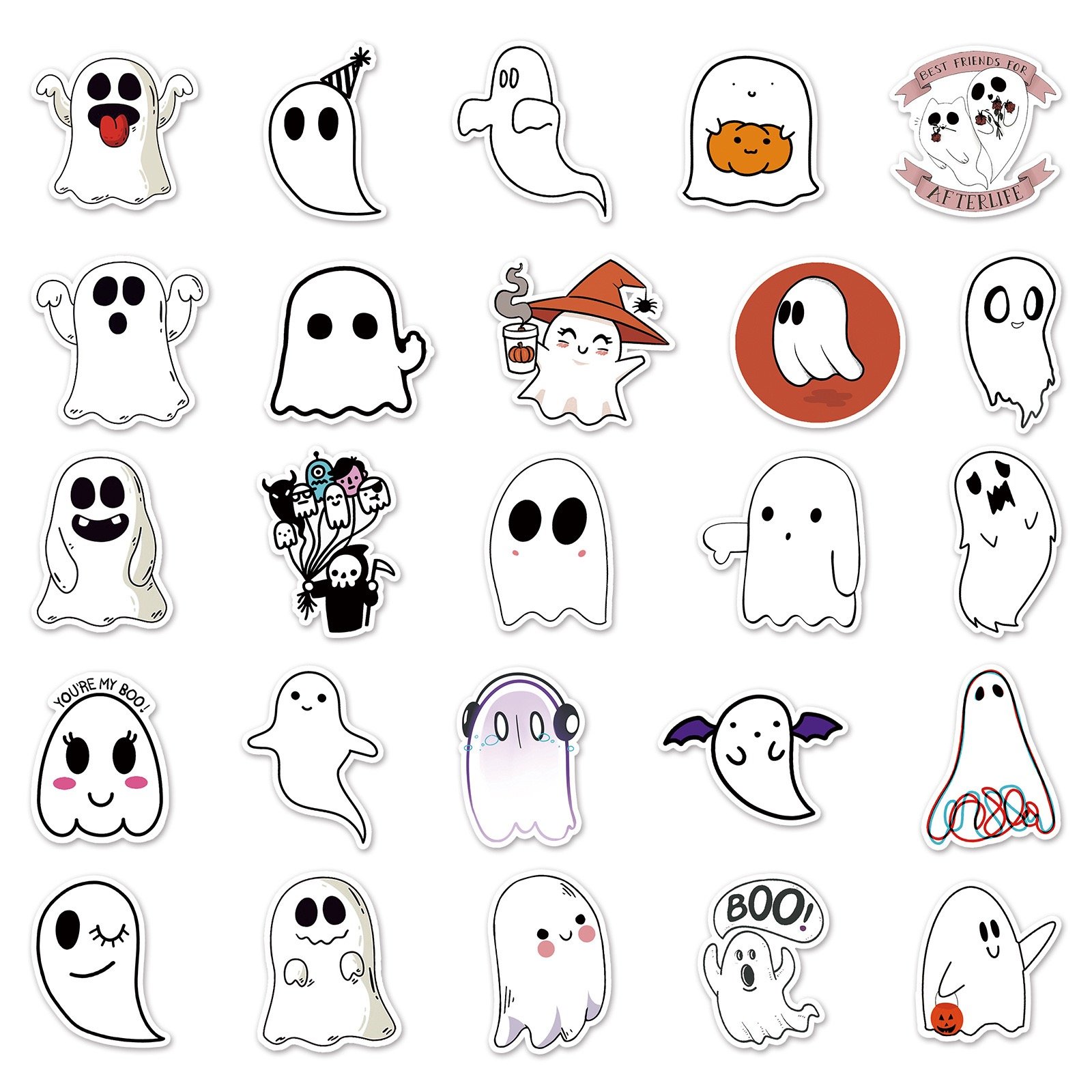 Vi-100 non-repetitive ghost graffiti stickers cartoon Creative Halloween DIY skateboard suitcase stickers PVC