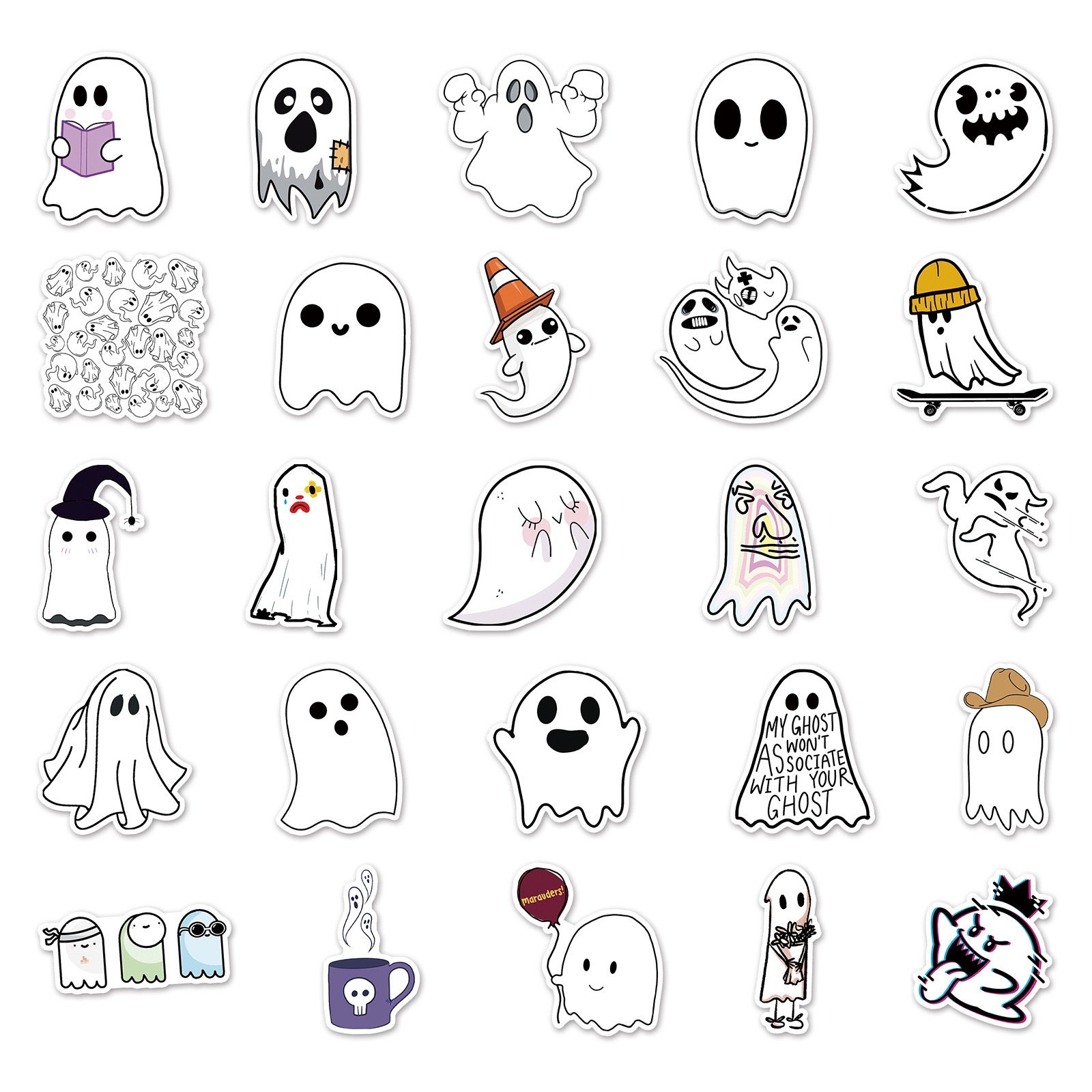 Vi-100 non-repetitive ghost graffiti stickers cartoon Creative Halloween DIY skateboard suitcase stickers PVC
