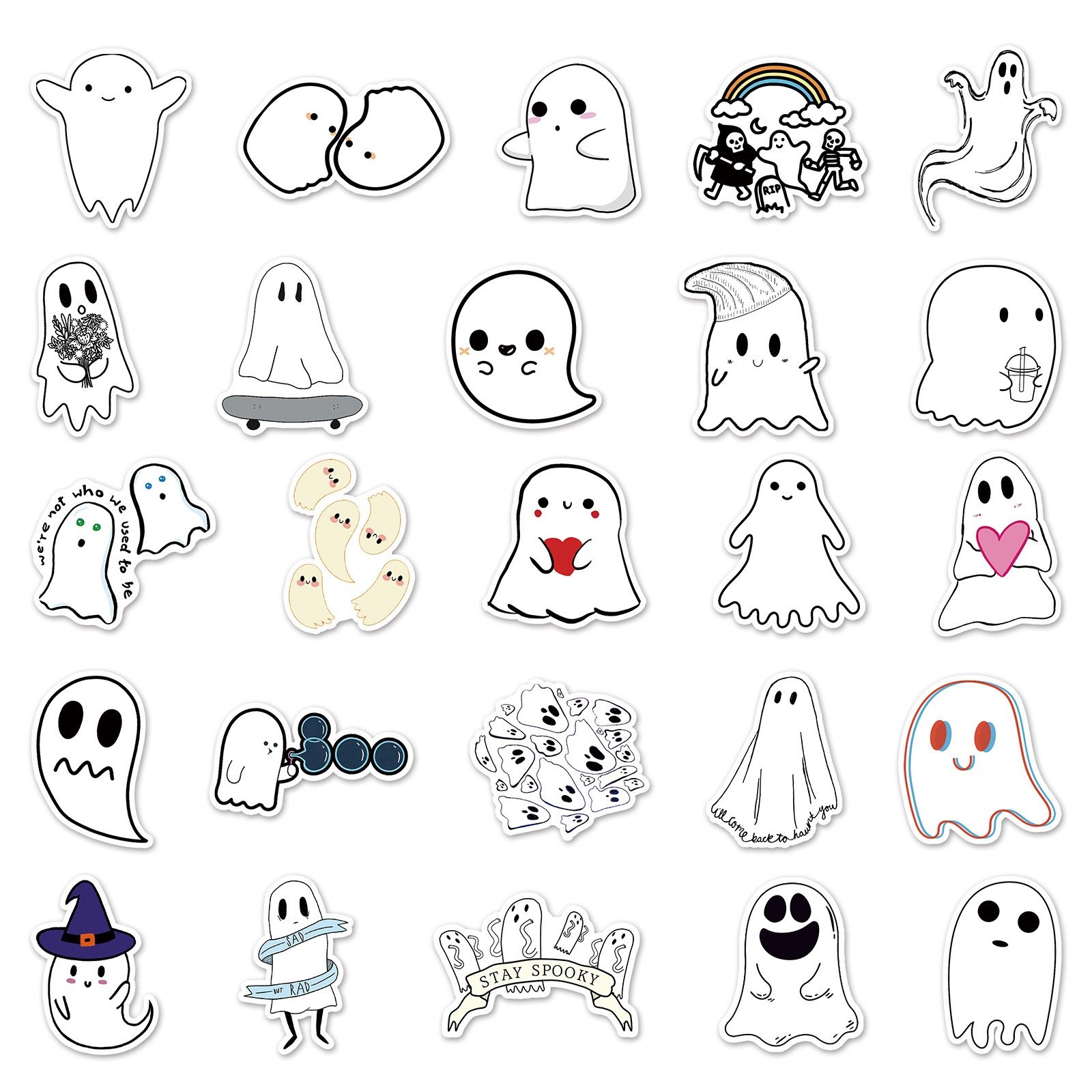 Vi-100 non-repetitive ghost graffiti stickers cartoon Creative Halloween DIY skateboard suitcase stickers PVC