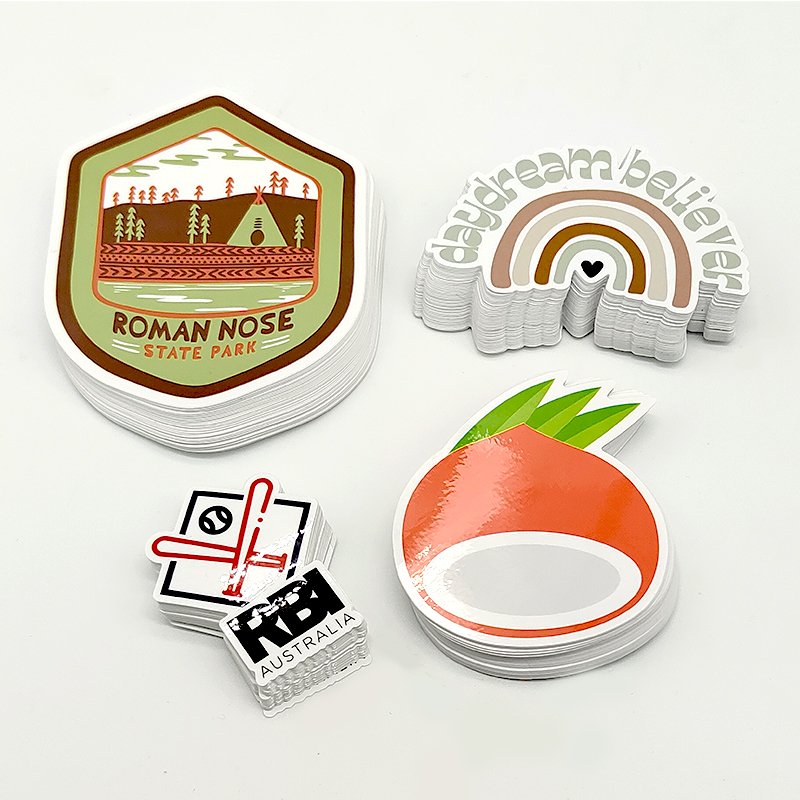 Custom Logo Vinyl Cartoon Stickers Individually Die Cut Promotional Labels