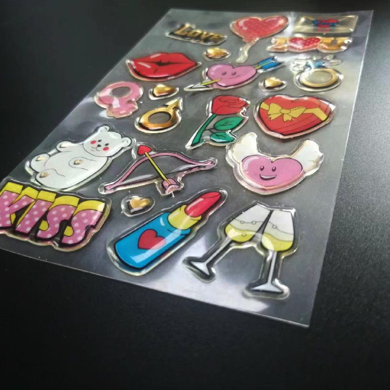 Custom printed cartoon transparent clear epoxy resin 3D crystal dome stickers for crafts and phone case ornament