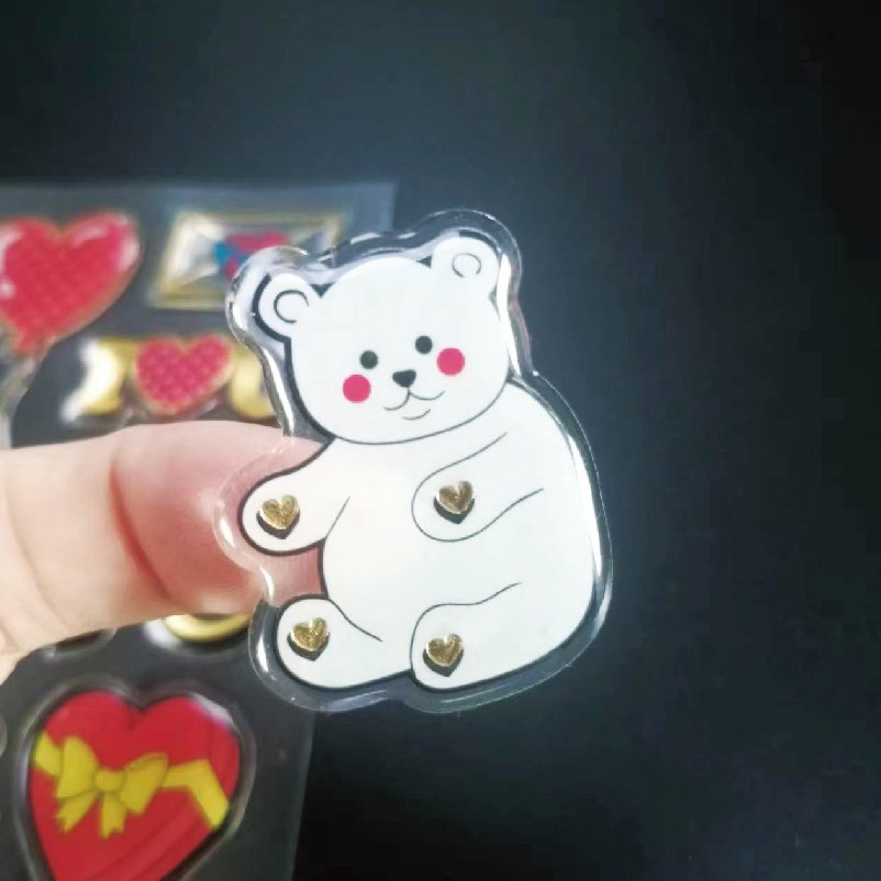 Custom printed cartoon transparent clear epoxy resin 3D crystal dome stickers for crafts and phone case ornament