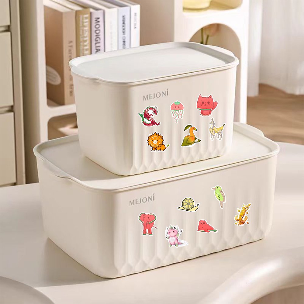 54pcs Fruit animals die cut vinyl PVC waterproof cartoon animal decorative sticker pack for kids laptop luggage bike