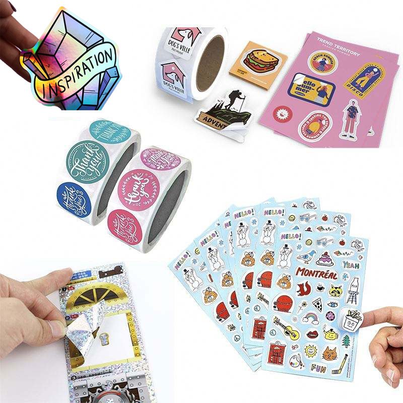 Custom Logo Vinyl Stickers Factory Wholesale Printing Adhesive Waterproof Roll White Vinyl Stickers Cheap Stickers