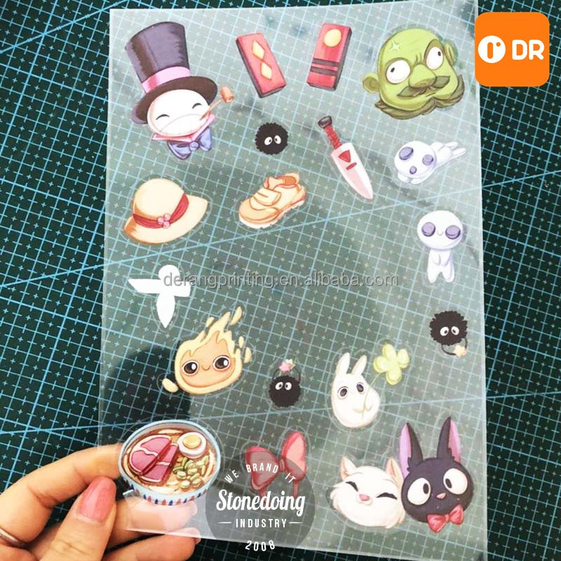 Transfer sticker cartoon shaped label PVC adhesive printing glass paper poster UV transparent sticker